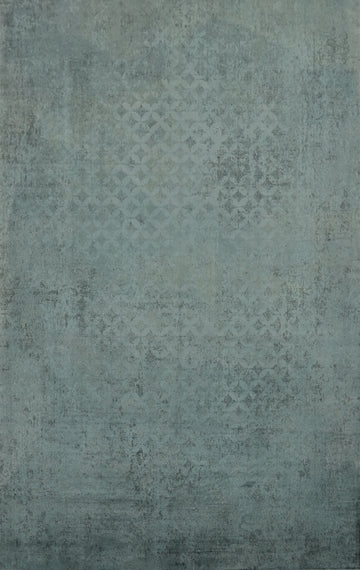 Elegant Blue Geometric Distressed Look Area Rug 5x7