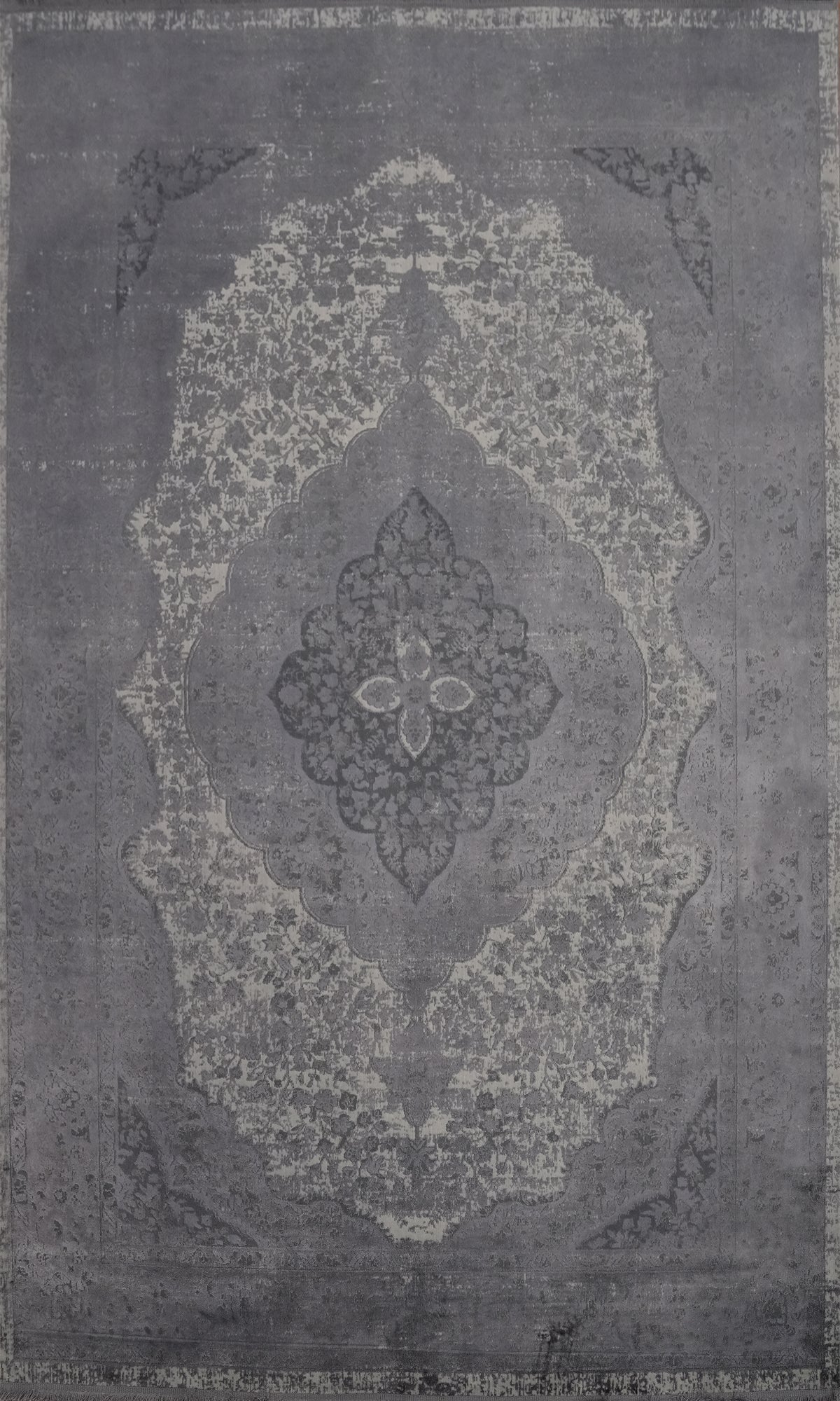 Ornate Floral Medallion Design Elegant Vintage Gray Rug 5x7