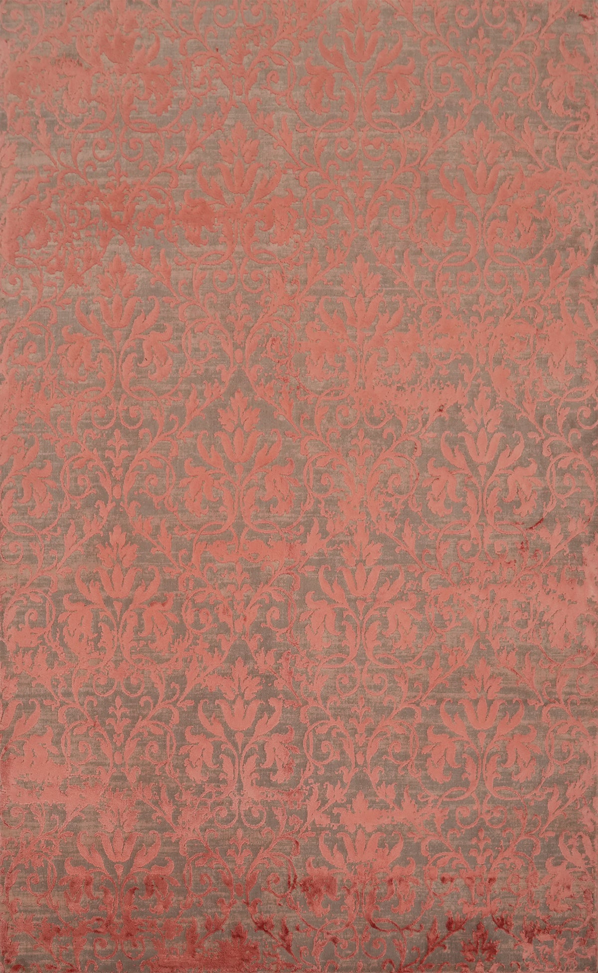 Sophisticated Coral Hues in Classic Damask Design 5x7