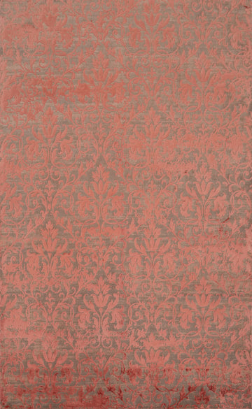 Sophisticated Coral Hues in Classic Damask Design 5x7