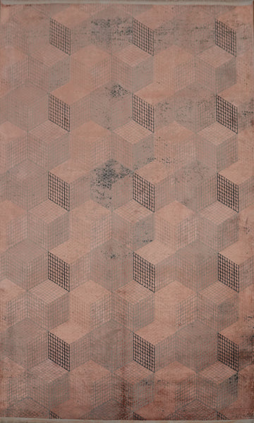 Soft Pastel Hues Contemporary Cube Illusion Modern Rug 5x7