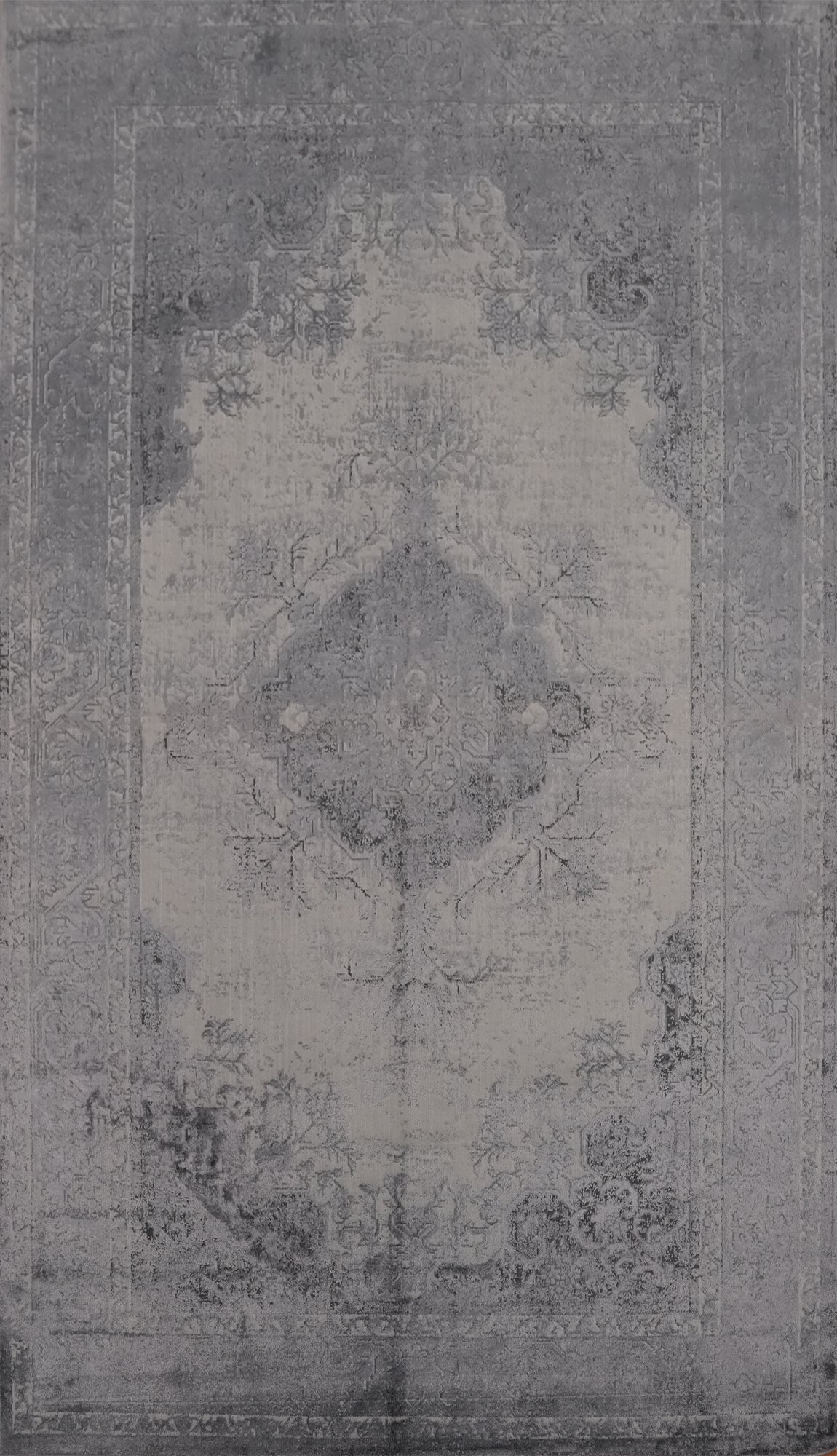 Classic Gray Rug 5x8 with Purple Intricate Patterned Details