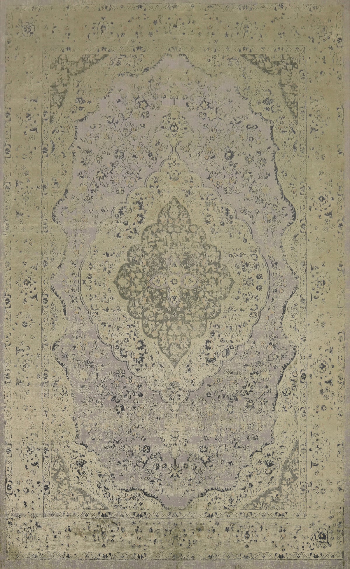 Traditional Floral Patterned Distressed Look Rug 5x7