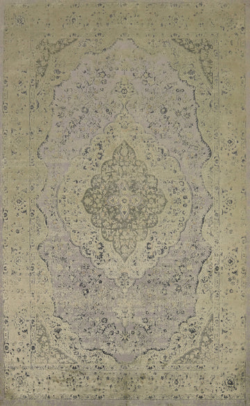 Traditional Floral Patterned Distressed Look Rug 5x7