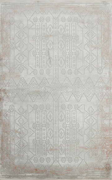 Timeless Geometric Pattern Detailing Stylish Gray Rug 5x7