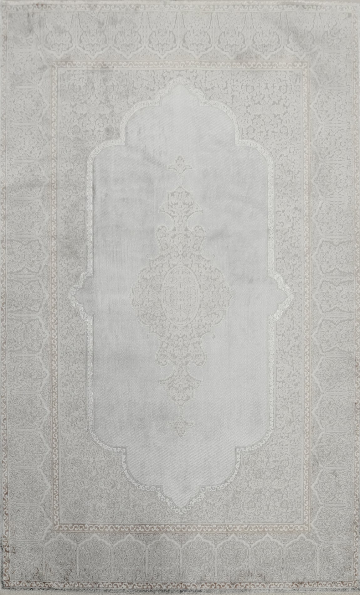 Silver Gray Geometric Traditional Rug 5x7