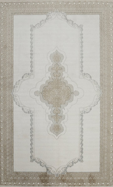 Elegant Neutral Toned Intricate Geometric Design Rug 5x7