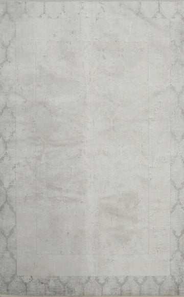Sophisticated Light Distressed Look Geometric Rug 5x7