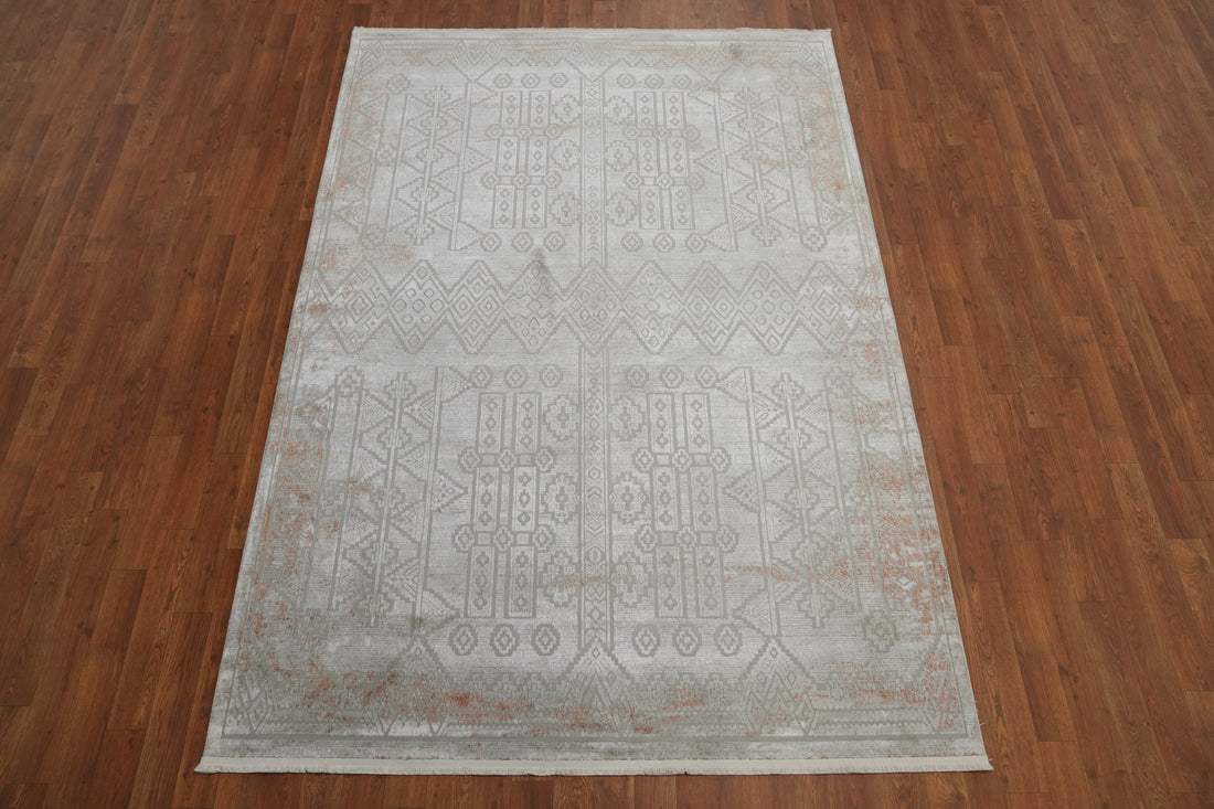 Stunning Geometric Design Contemporary Gray Rug 5x7