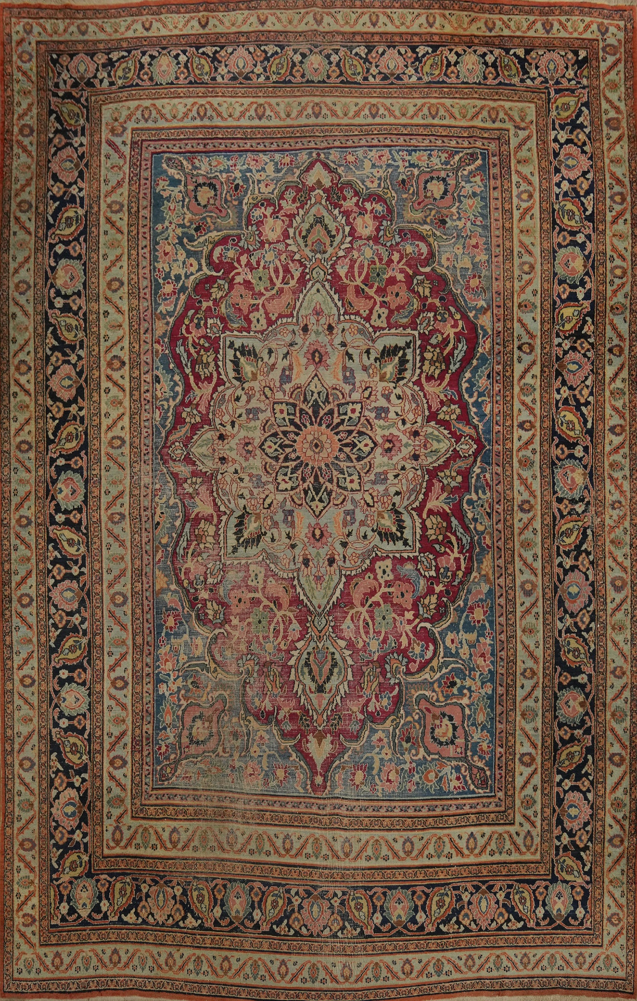 Pre-1900 Vegetable Dye Dorokhsh Persian Large Rug 10x14