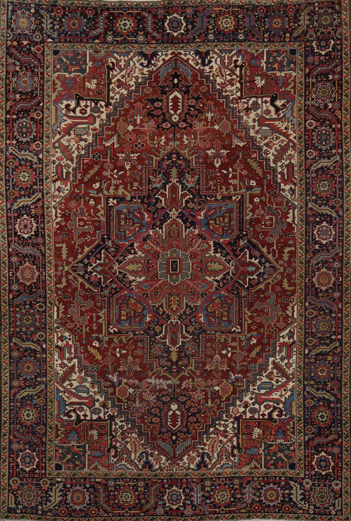 Antique Vegetable Dye Heriz Persian Area Rug 9x12