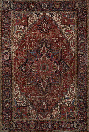 Antique Vegetable Dye Heriz Persian Area Rug 9x12