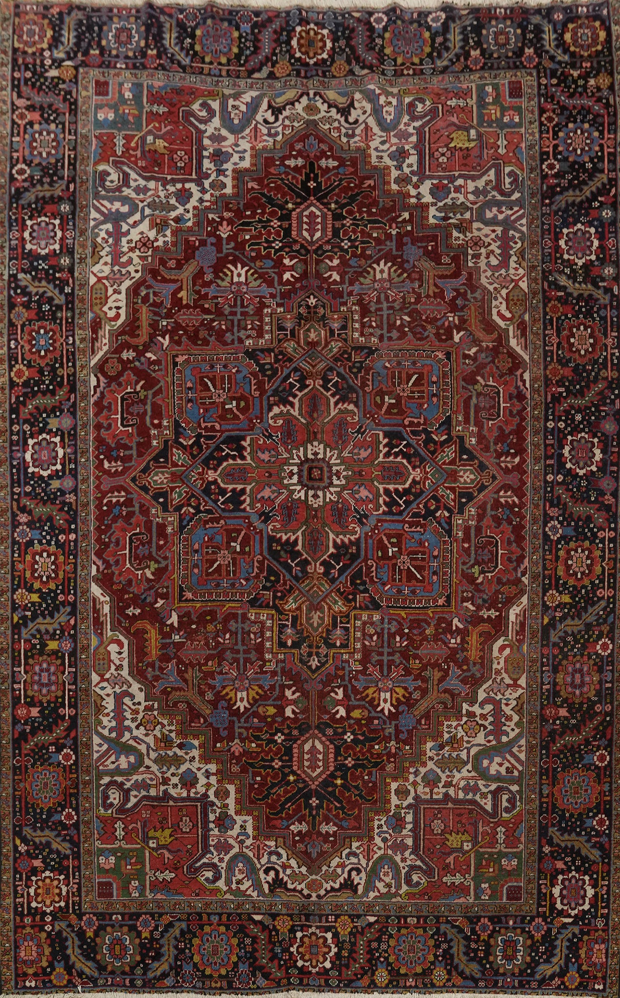 Antique Vegetable Dye Heriz Persian Area Rug 9x12