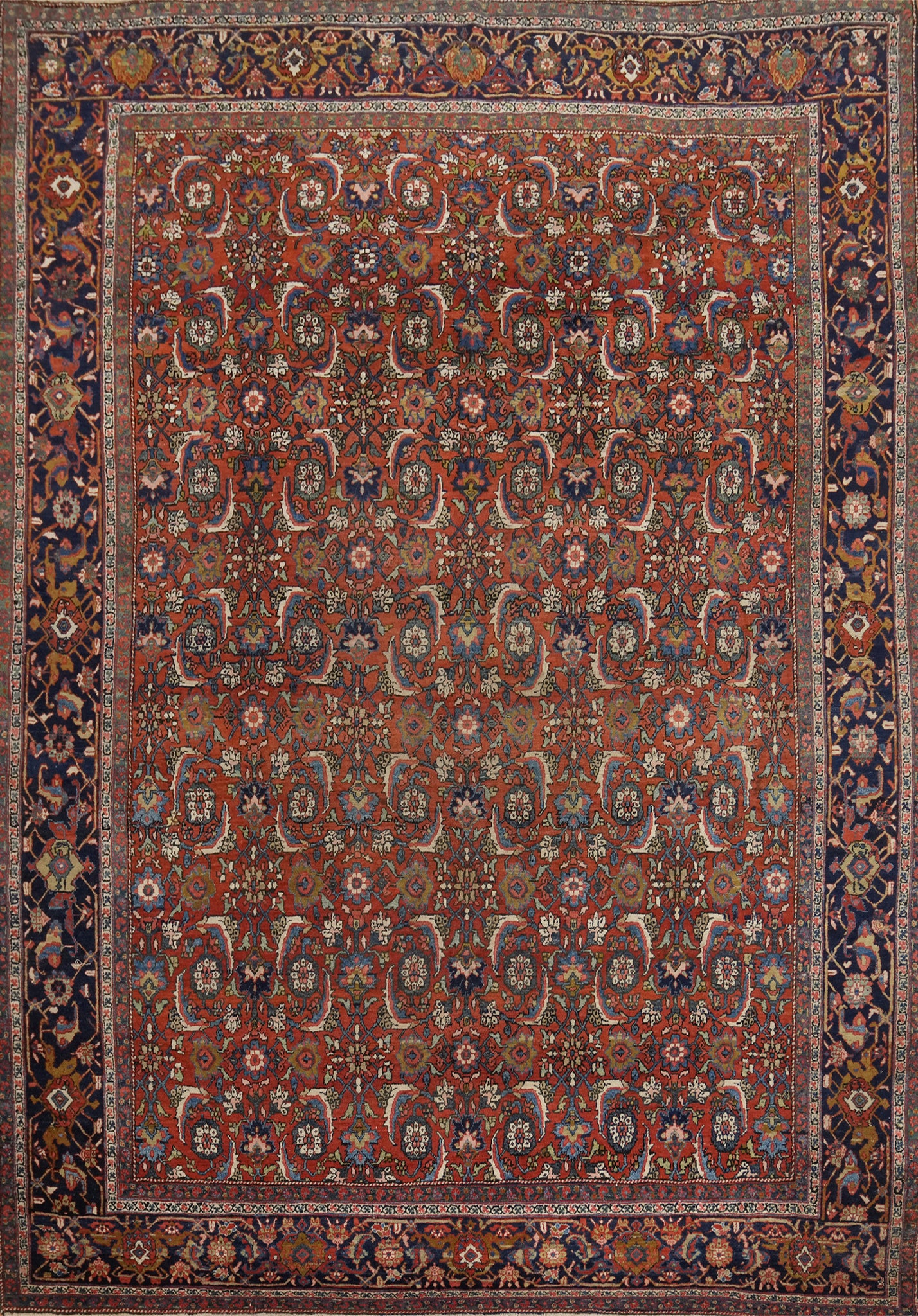 Pre-1900 Vegetable Dye Heriz Bakhshayesh Persian Area Rug 9x11