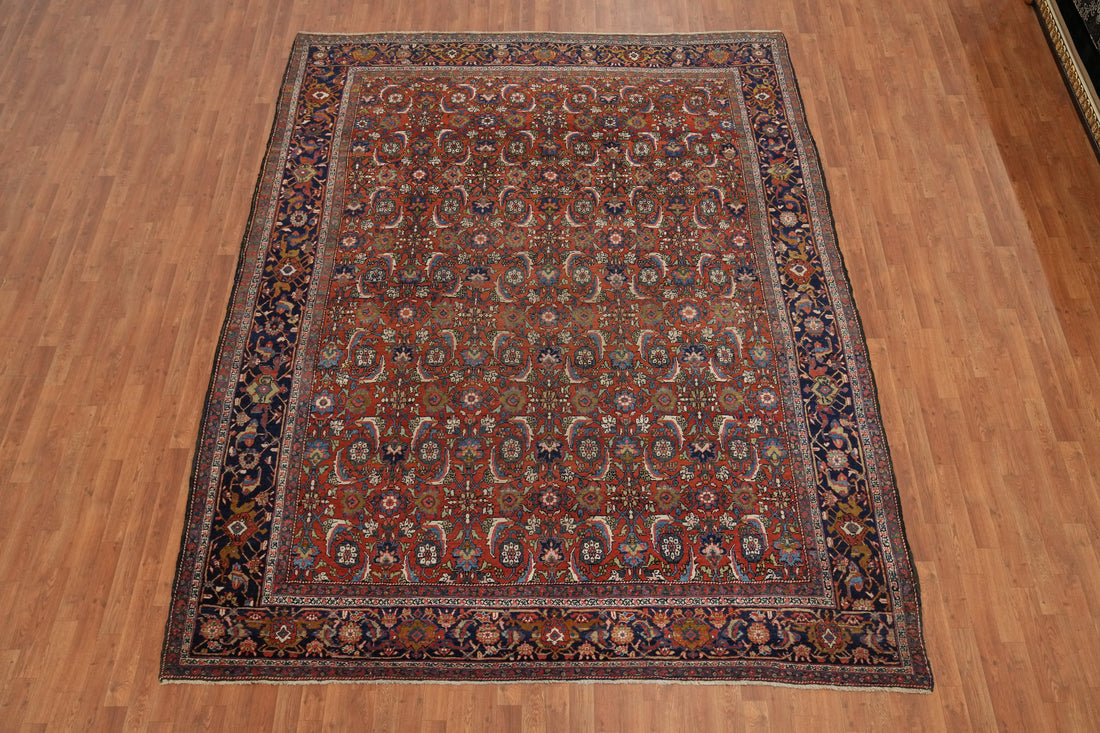 Pre-1900 Vegetable Dye Heriz Bakhshayesh Persian Area Rug 9x11