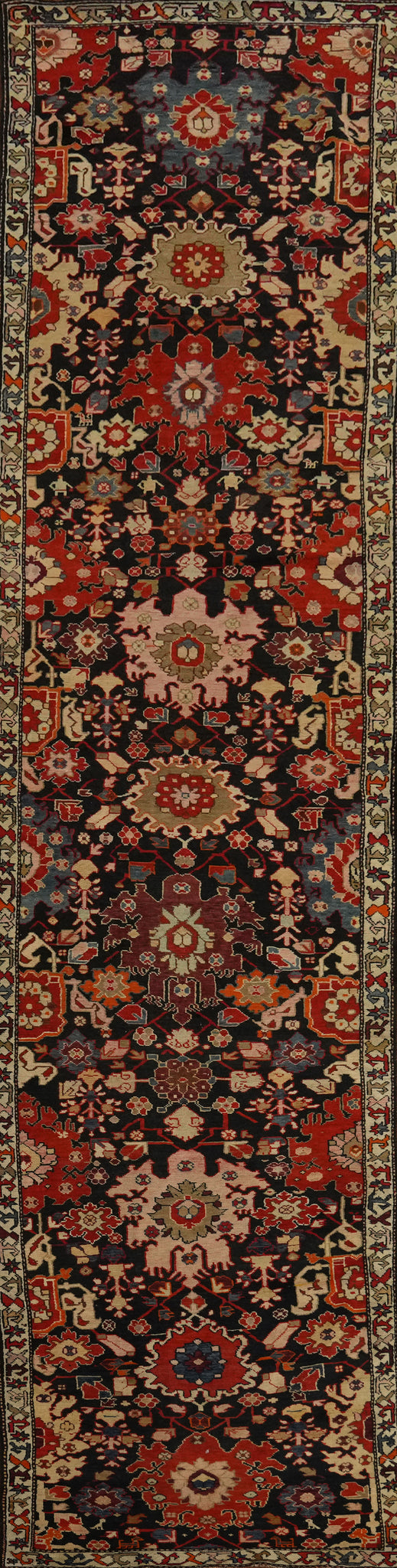 Antique Vegetable Dye Caucasian Runner Rug 4x19