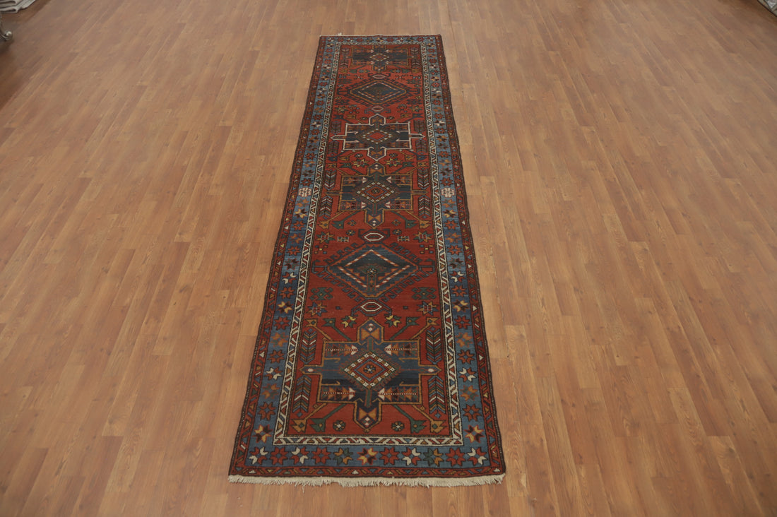 Antique Vegetable Dye Heriz Serapi Persian Runner Rug 3x11
