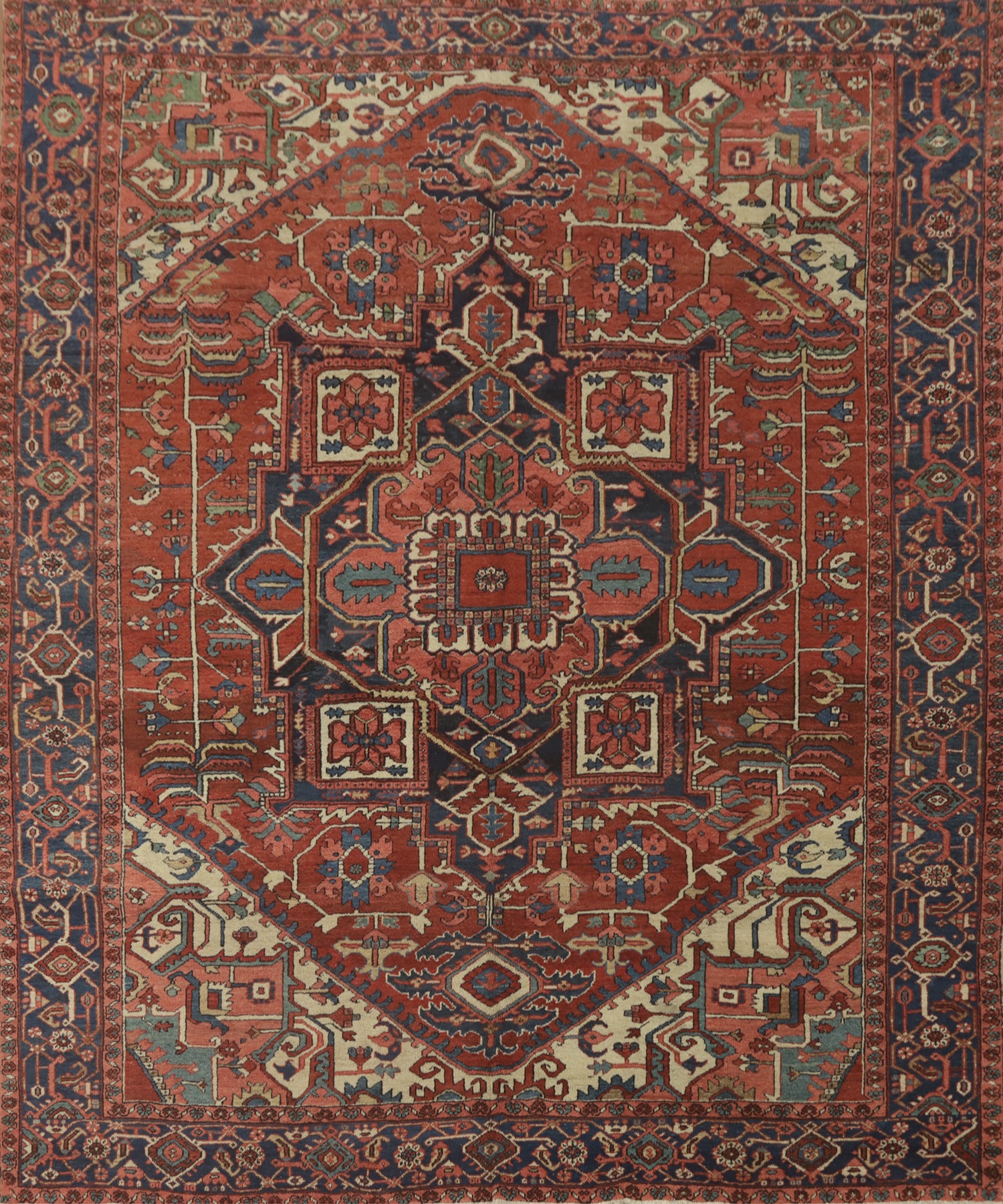 Antique Vegetable Dye Heriz Serapi Persian Area Rug 10x11
