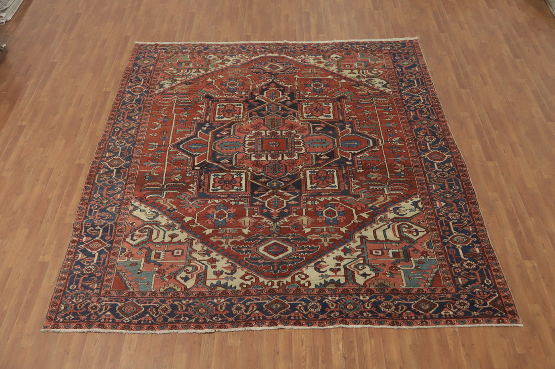 Antique Vegetable Dye Heriz Serapi Persian Area Rug 10x11