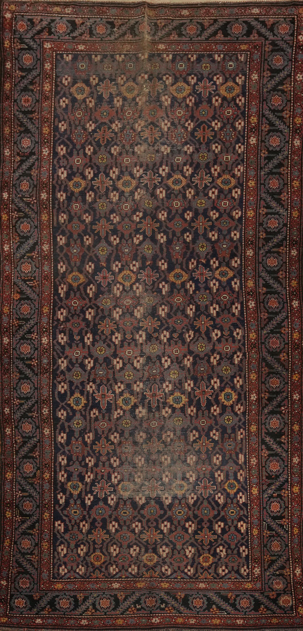 Antique Vegetable Dye Heriz Serapi Persian Area Rug 5x13