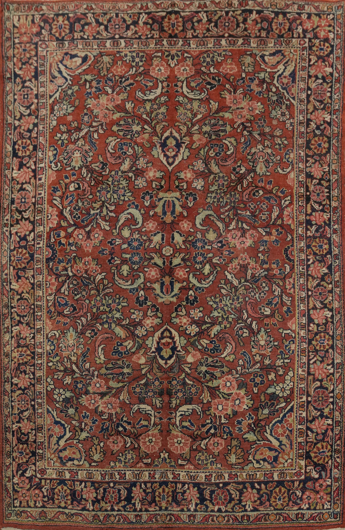 Antique Vegetable Dye Mahal Persian Area Rug 7x10