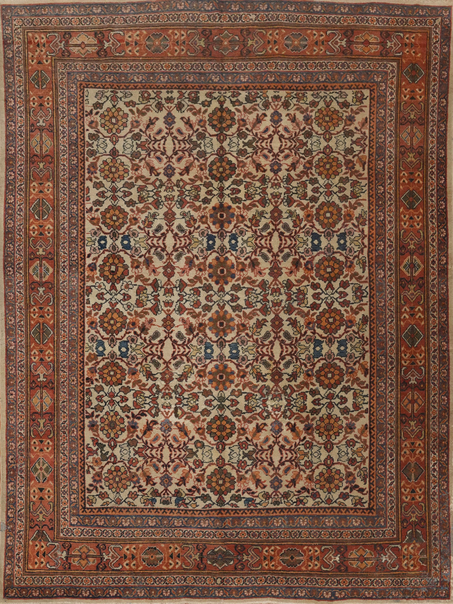 Antique Vegetable Dye Mahal Persian Area Rug 9x11