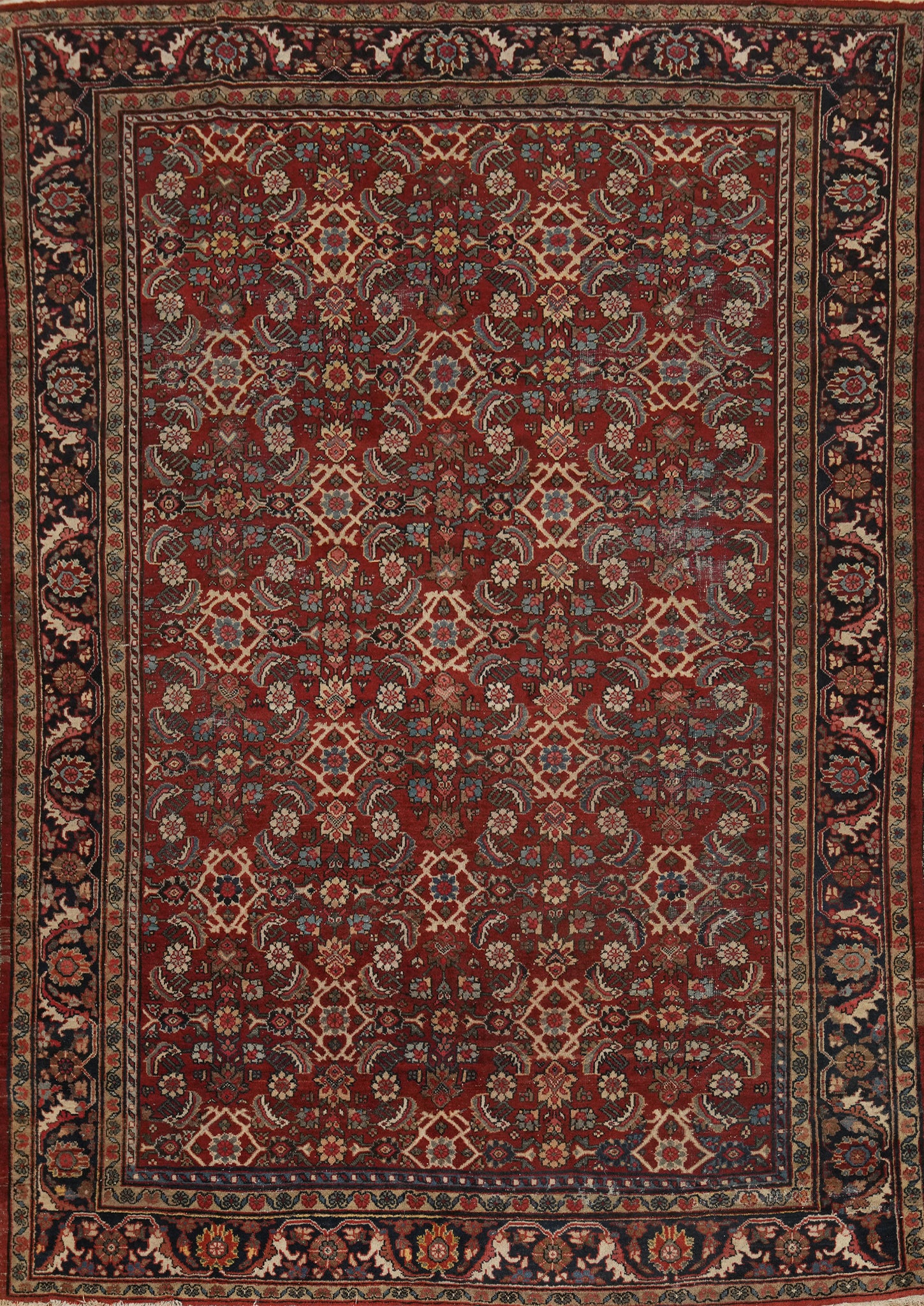 Antique Vegetable Dye Mahal Persian Area Rug 9x12