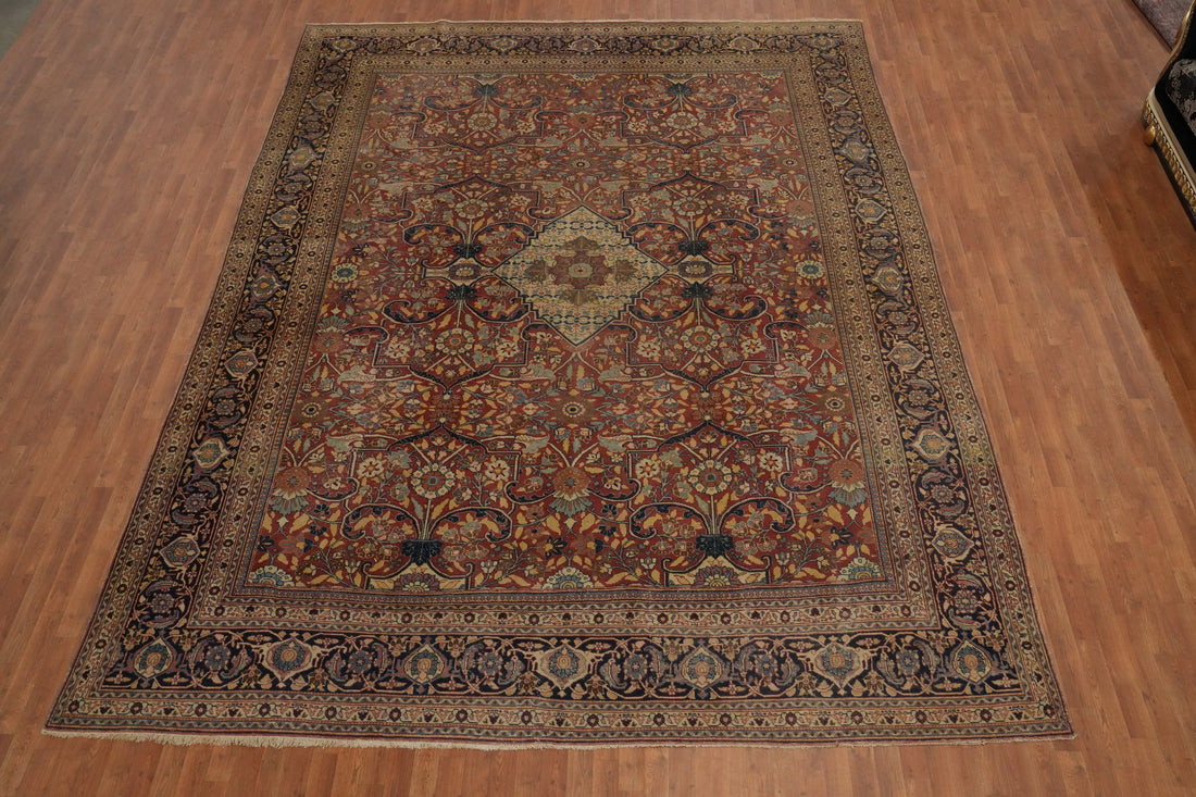 Antique Vegetable Dye Tabriz Persian Large Rug 11x15
