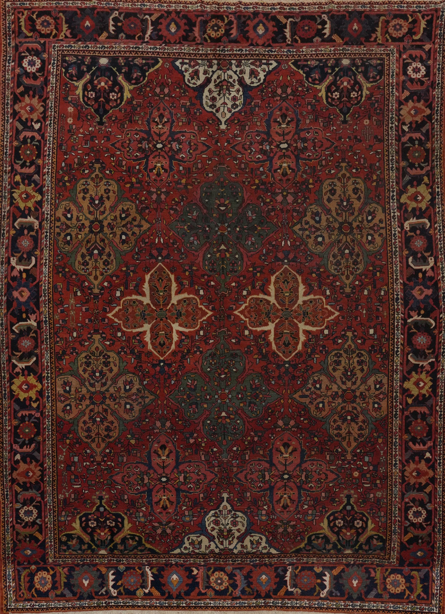 Pre-1900 Antique Vegetable Dye Bakhtiari Persian Rug 9x12