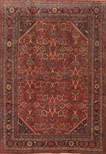 Pre-1900 Antique Vegetable Dye Mahal Persian Rug 10x12