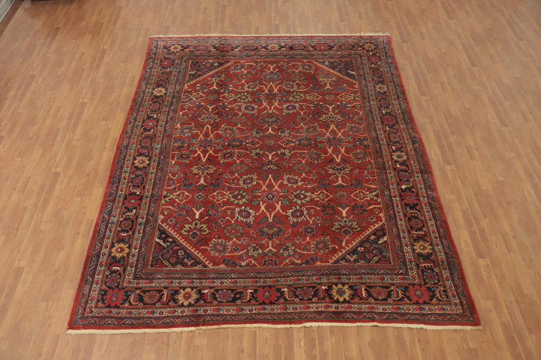 Pre-1900 Antique Vegetable Dye Mahal Persian Rug 10x12