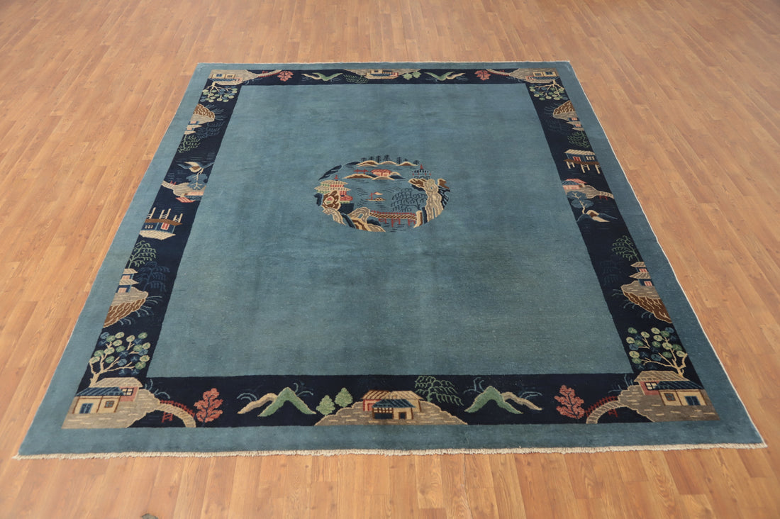 Vegetable Dye Blue Art Deco Nichols Chinese Area Rug 8x10