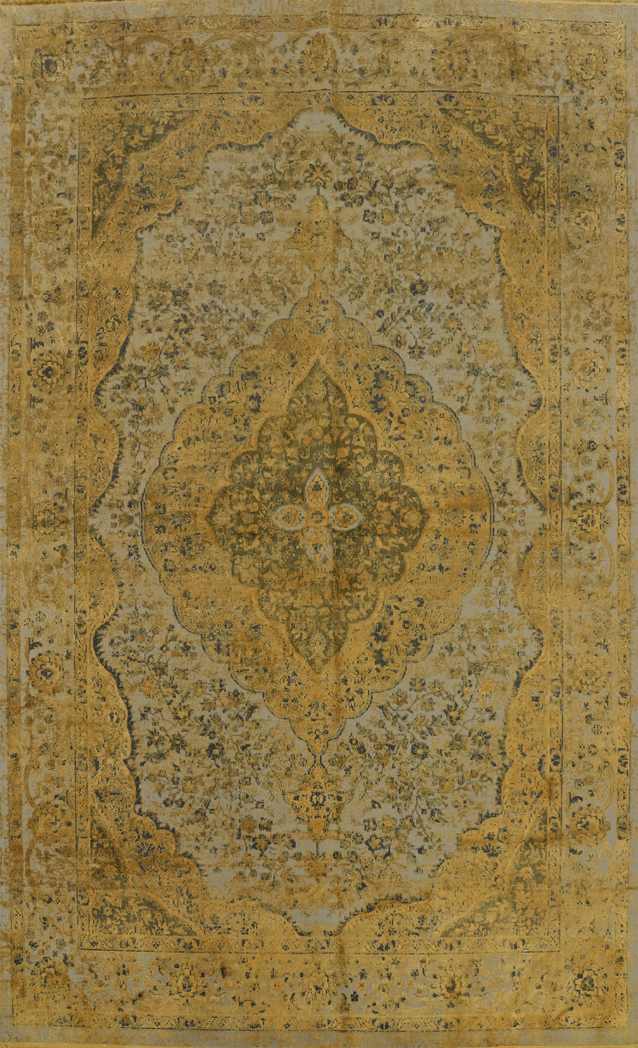 Floral Gold Traditional Oriental Area Rug 8x11