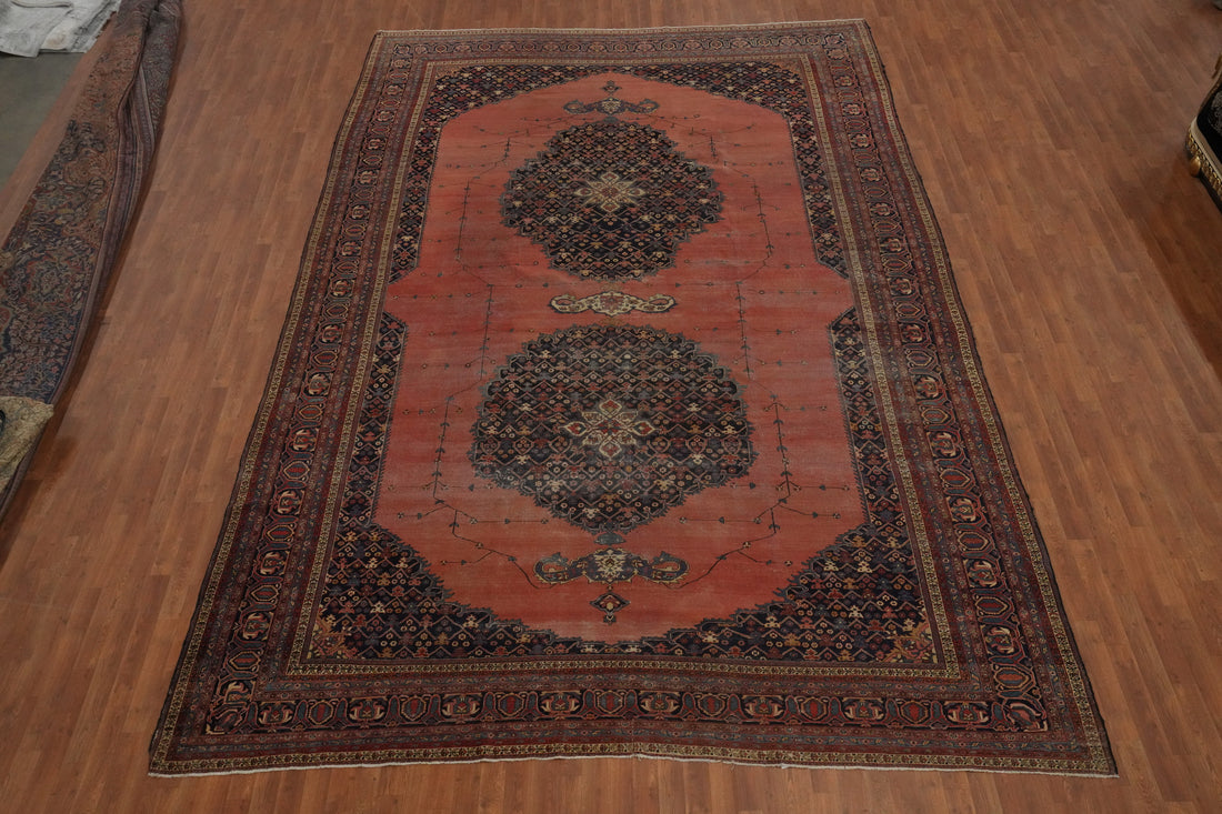 Pre-1900 Vegetable Dye Sarouk Farahan Persian Large Rug 10x16