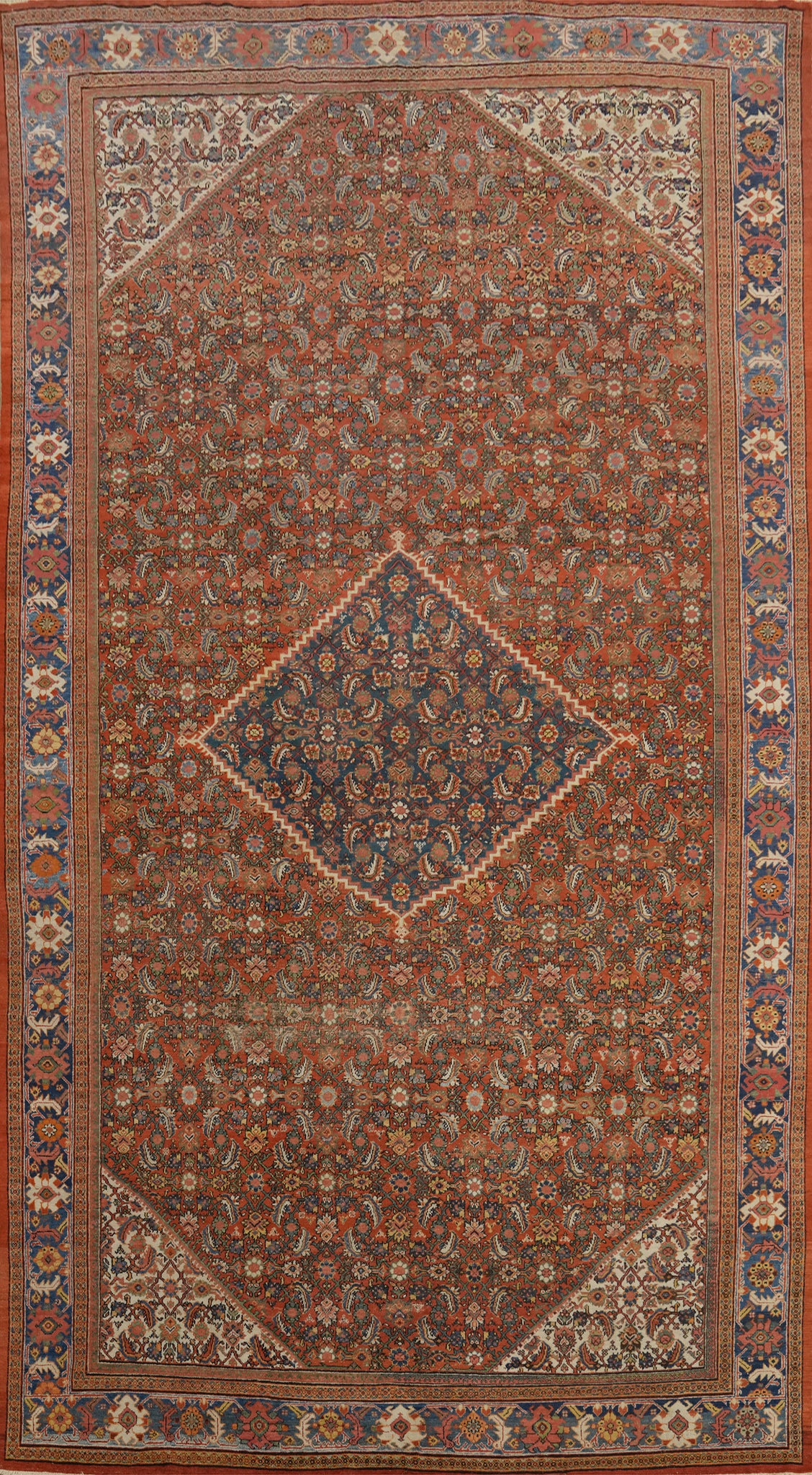 Pre-1900 Vegetable Dye Sultanabad Persian Large Rug 11x19
