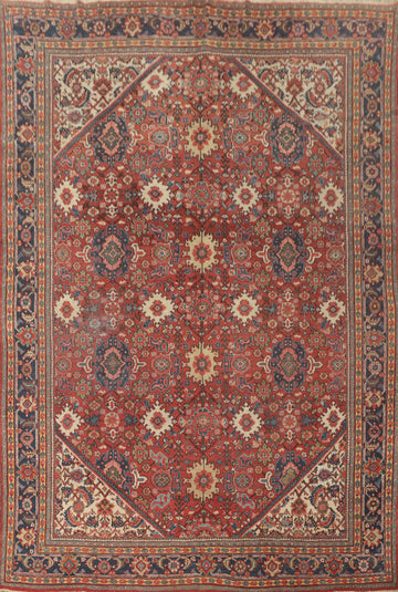 Pre-1900 Antique Vegetable Dye Mahal Persian Area Rug 9x12