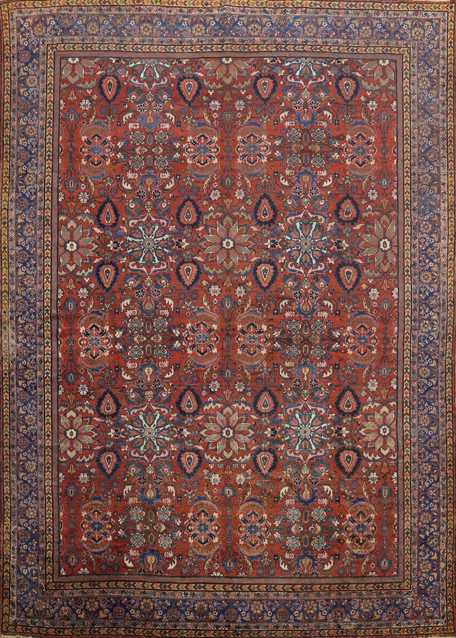 Pre-1900 Vegetable Dye Sultanabad Persian Large Rug 13x16