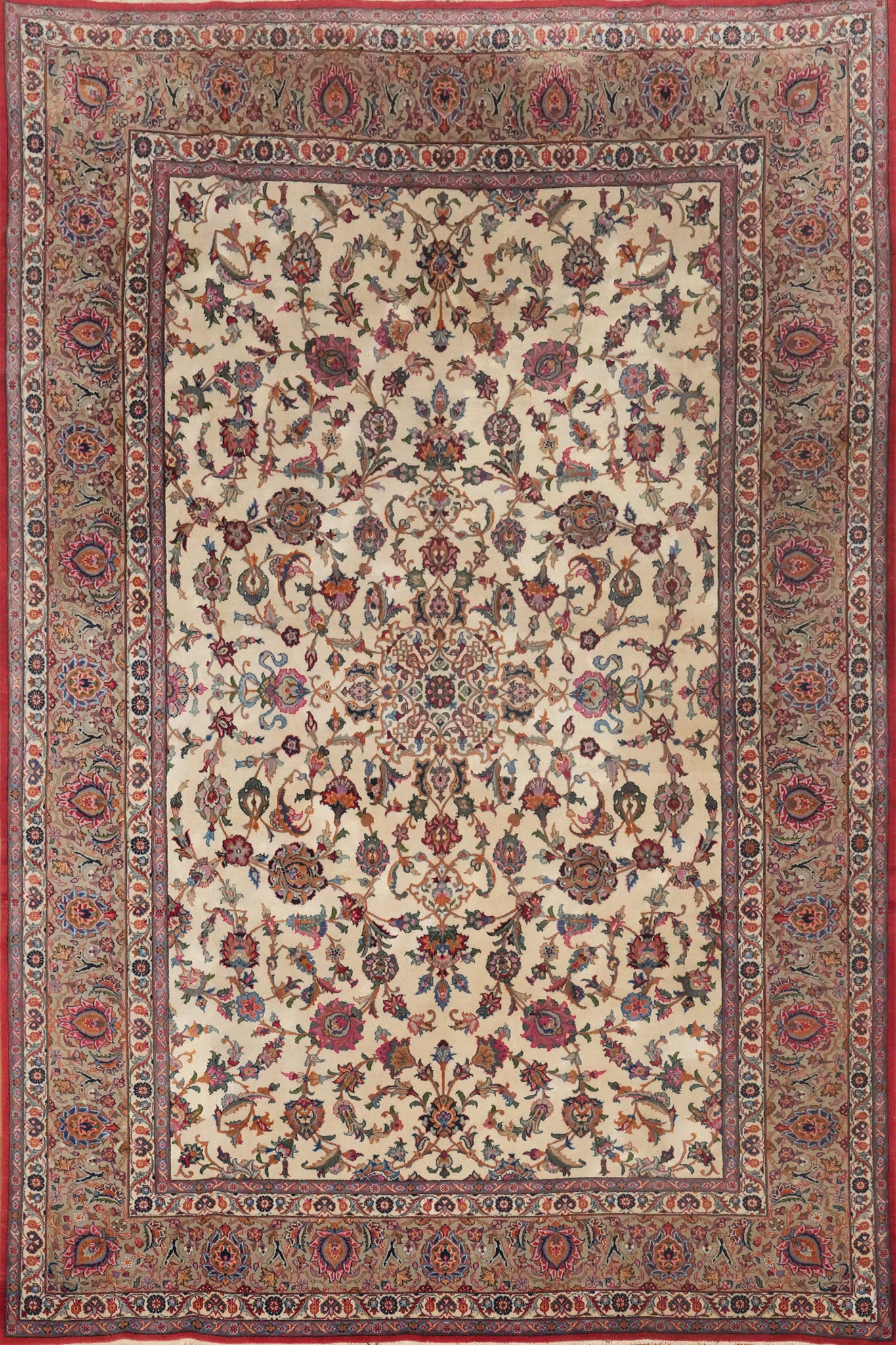 Antique Floral Tabriz Persian Area Rug 7x10