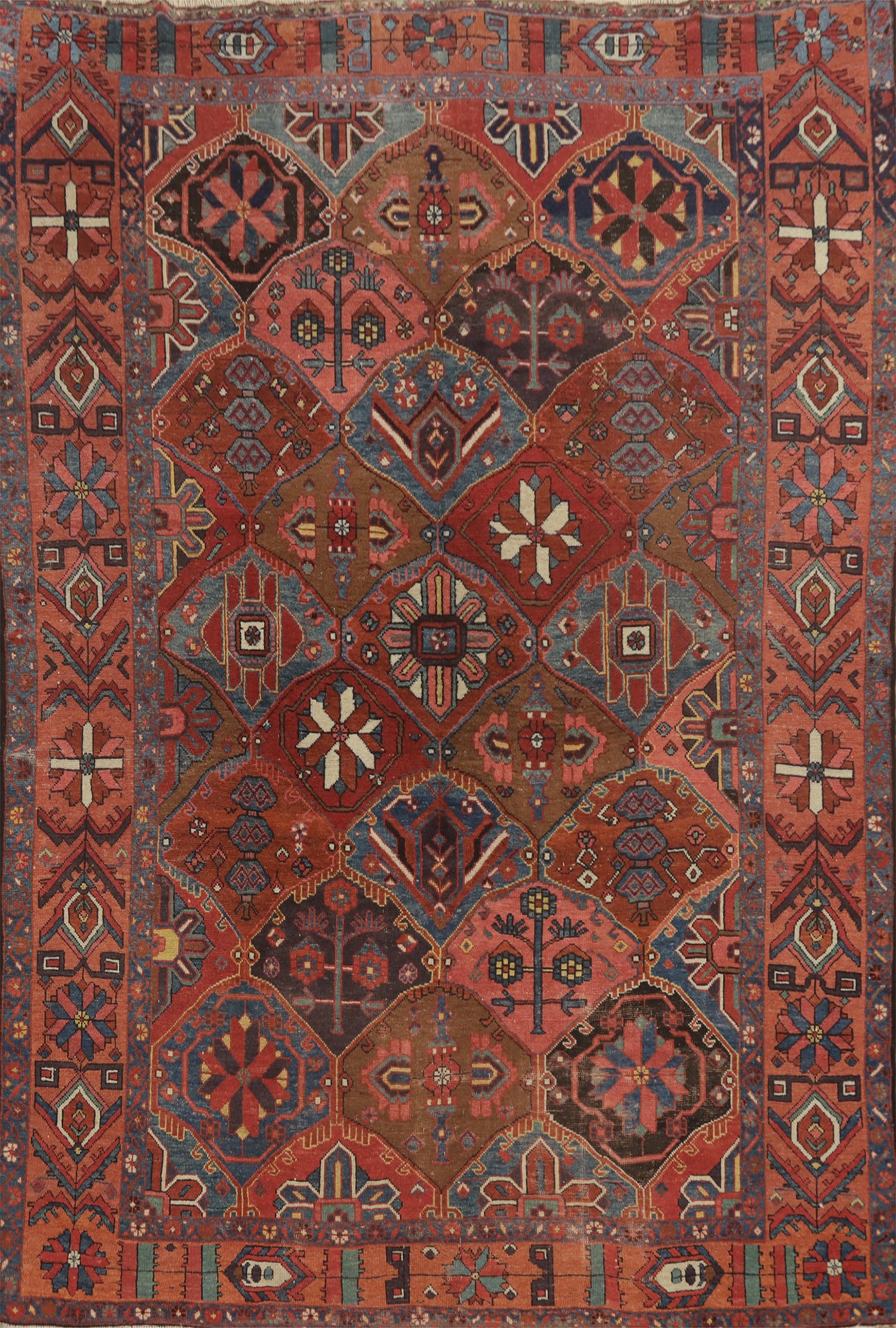 Antique Vegetable Dye Bakhtiari Persian Area Rug 7x9