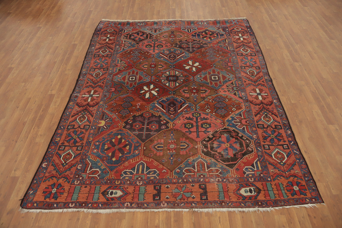 Antique Vegetable Dye Bakhtiari Persian Area Rug 7x9