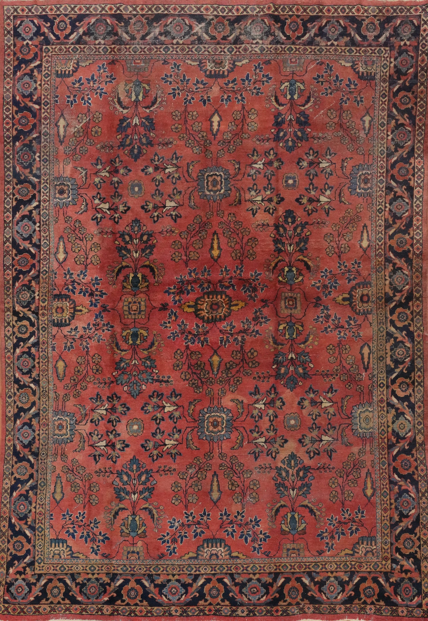 Antique Vegetable Dye Mahal Persian Area Rug 9x12