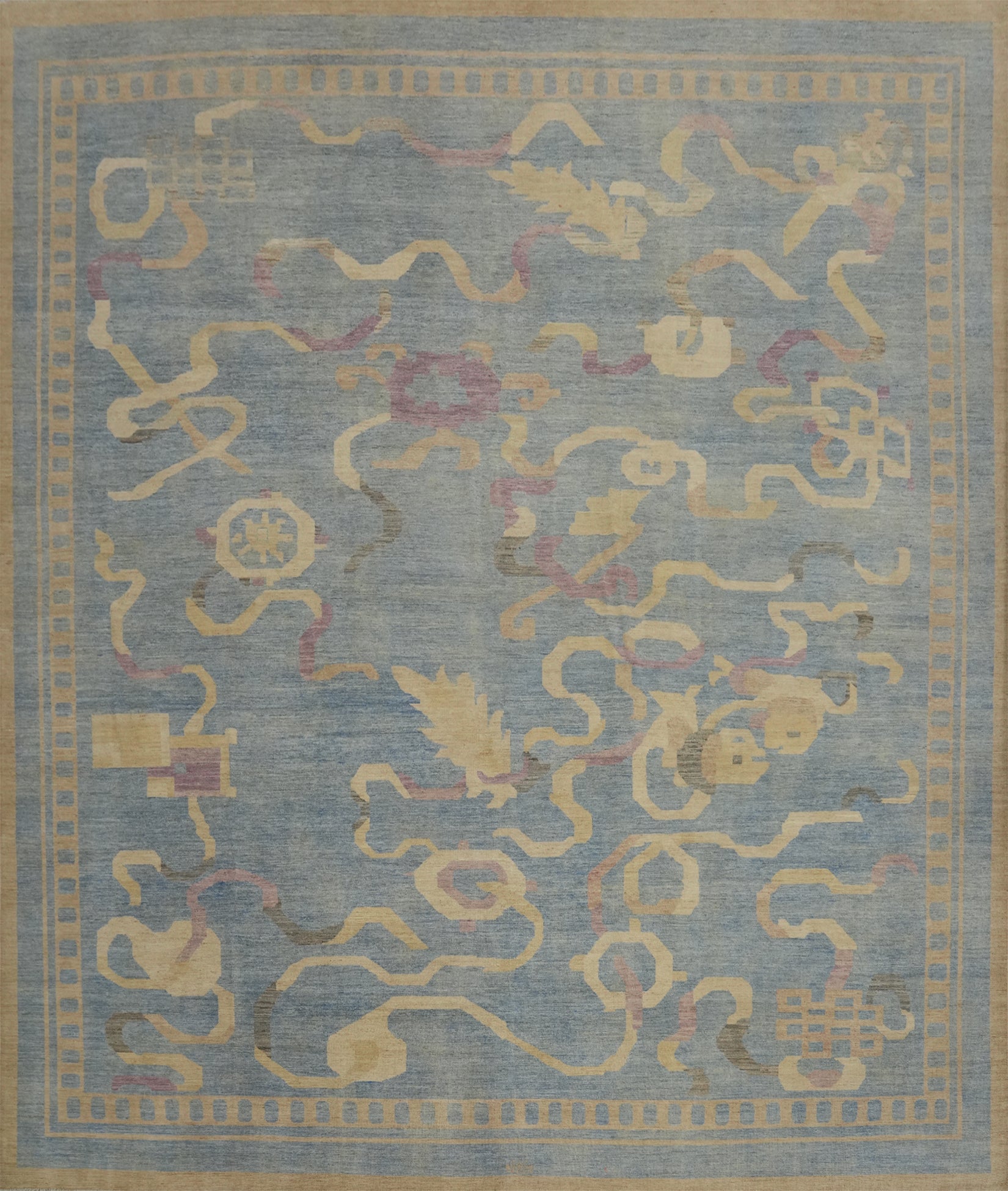 Blue Handmade Ziegler Vegetable Dye Large Rug 15x15