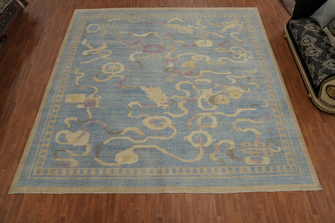 Blue Handmade Ziegler Vegetable Dye Large Rug 15x15