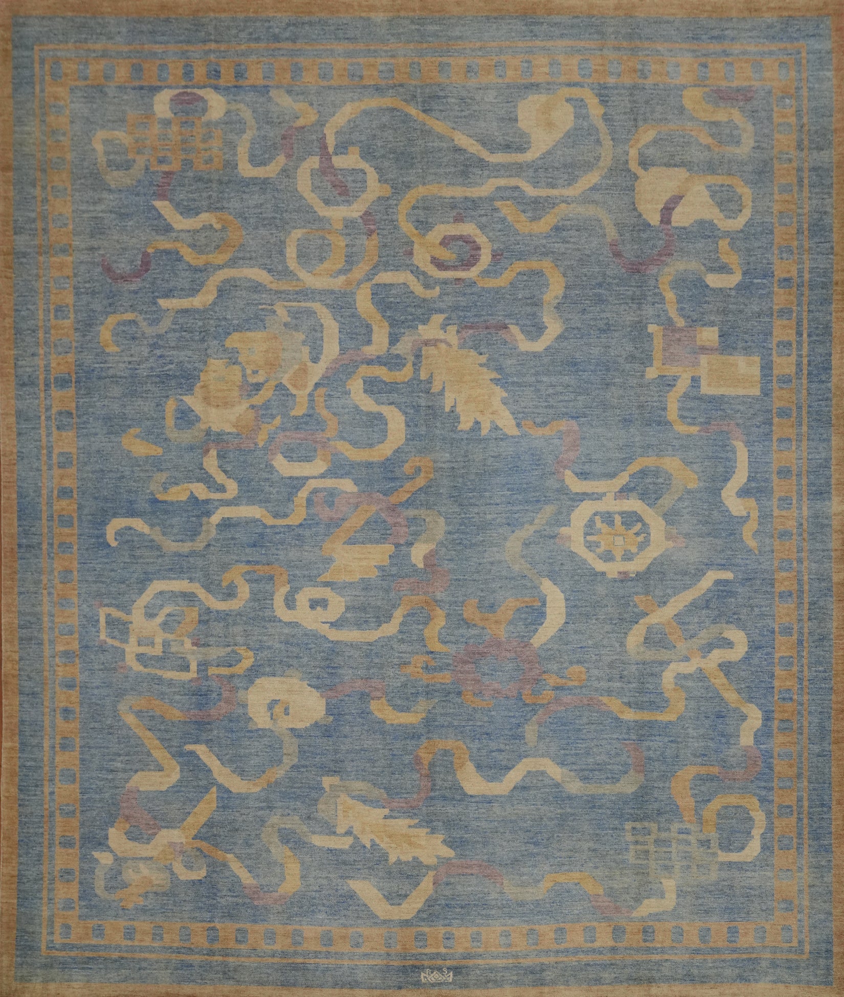 Blue Handmade Ziegler Vegetable Dye Large Rug 12x12