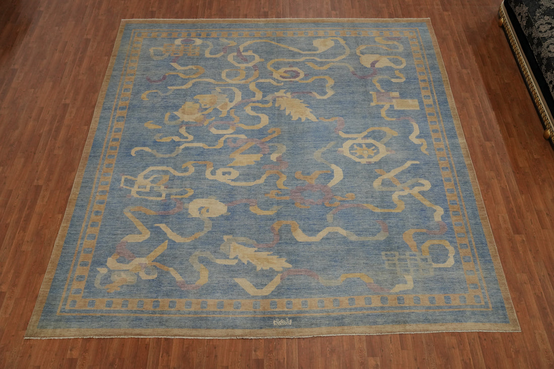 Blue Handmade Ziegler Vegetable Dye Large Rug 12x12