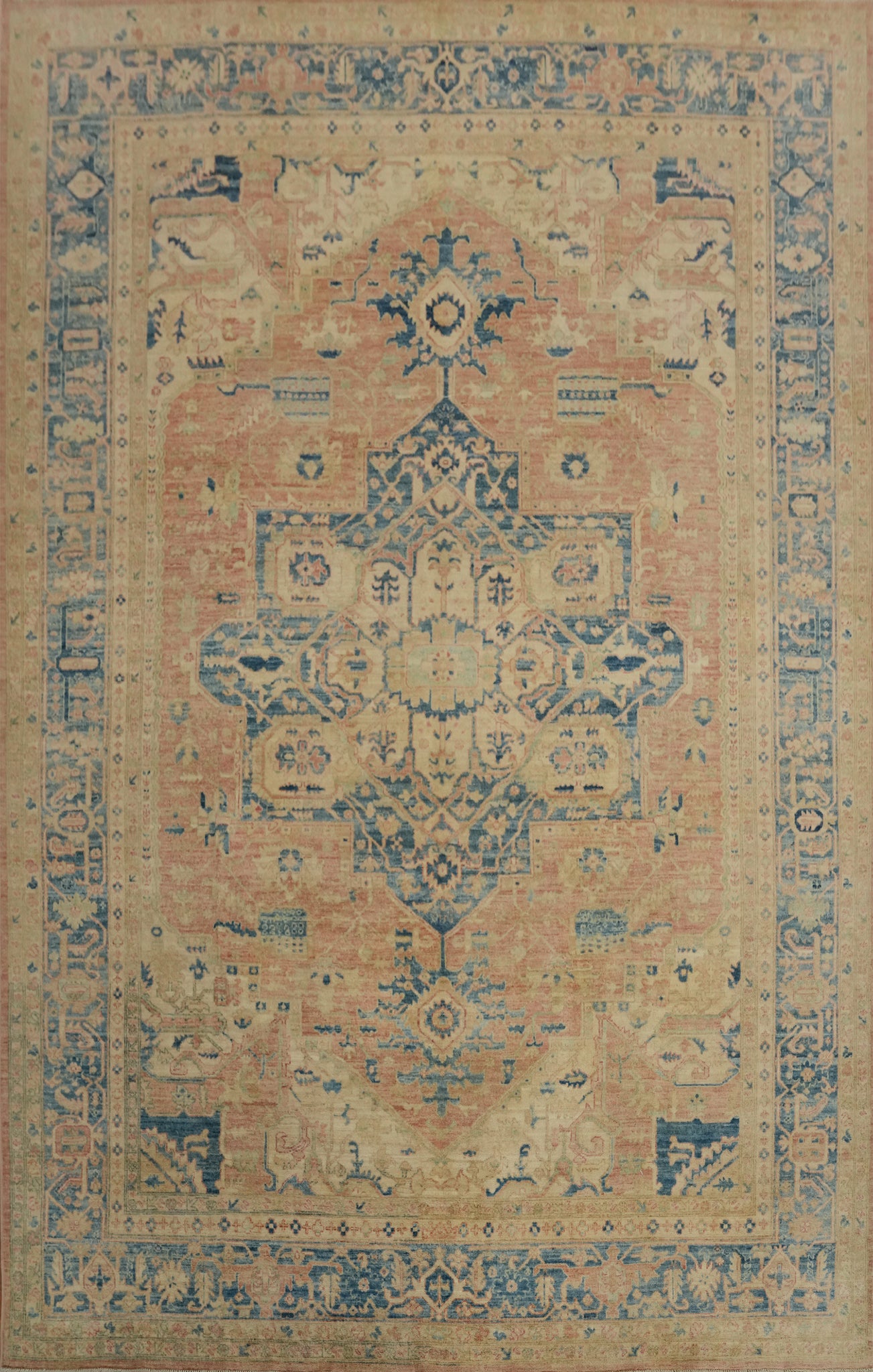 Geometric Heriz Serapi Vegetable Dye Area Rug 9x12