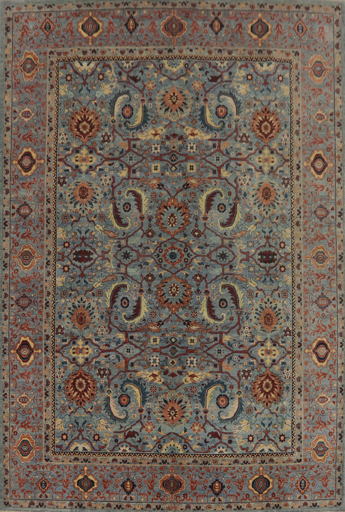 Floral Blue Ziegler Vegetable Dye Area Rug 9x12