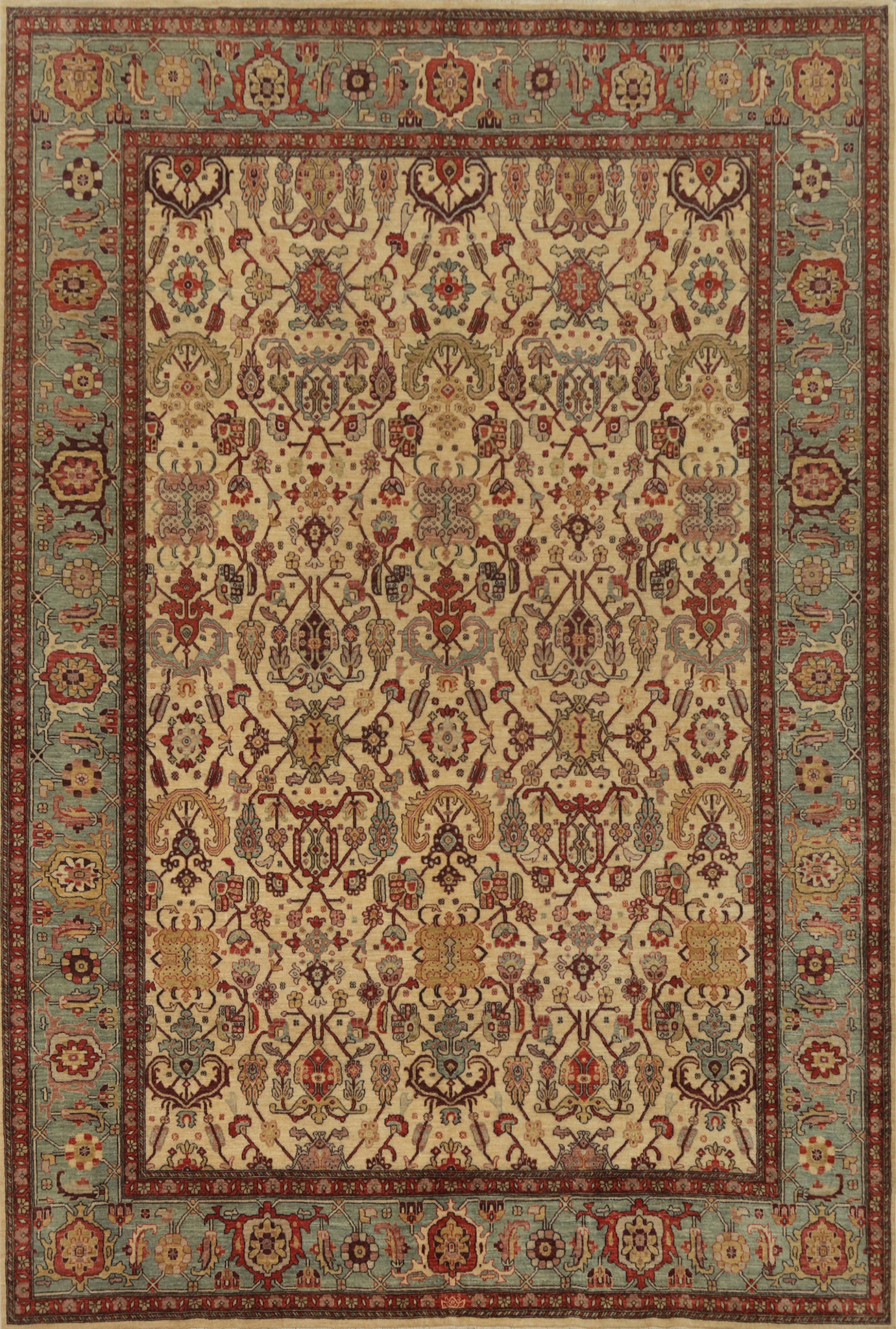 Handmade Ziegler Vegetable Dye Large Rug 10x14