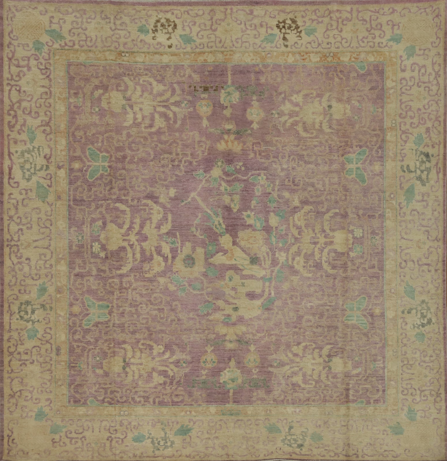 Vegetable Dye Purple Art Deco Square Area Rug 10x10