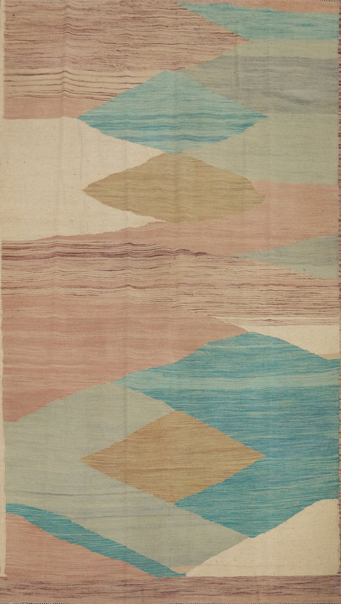 Soft Pastel Colors Wool Kilim Handwoven Area Rug 5x8